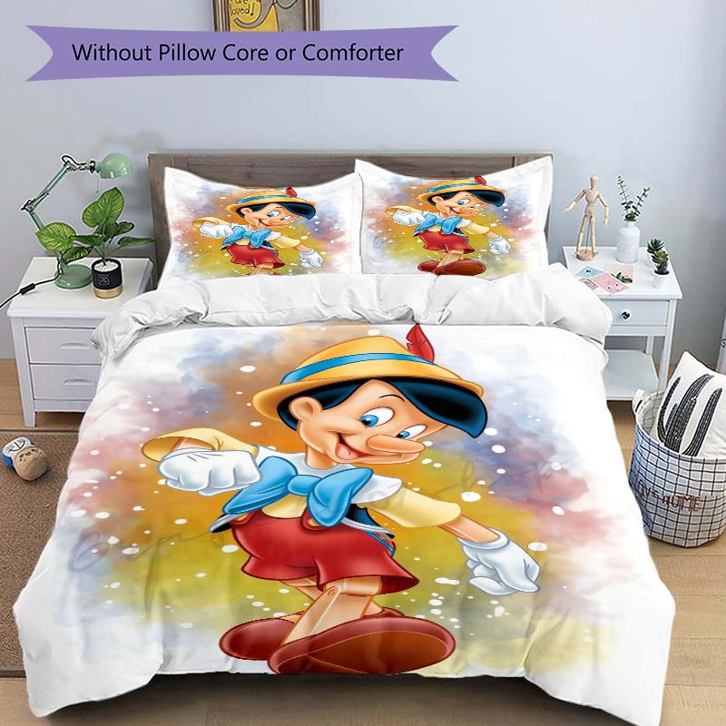 3pcs Pinocchio Character Printed Bedding Set, Soft and Comfortable Quilt Cover for Bedroom S078