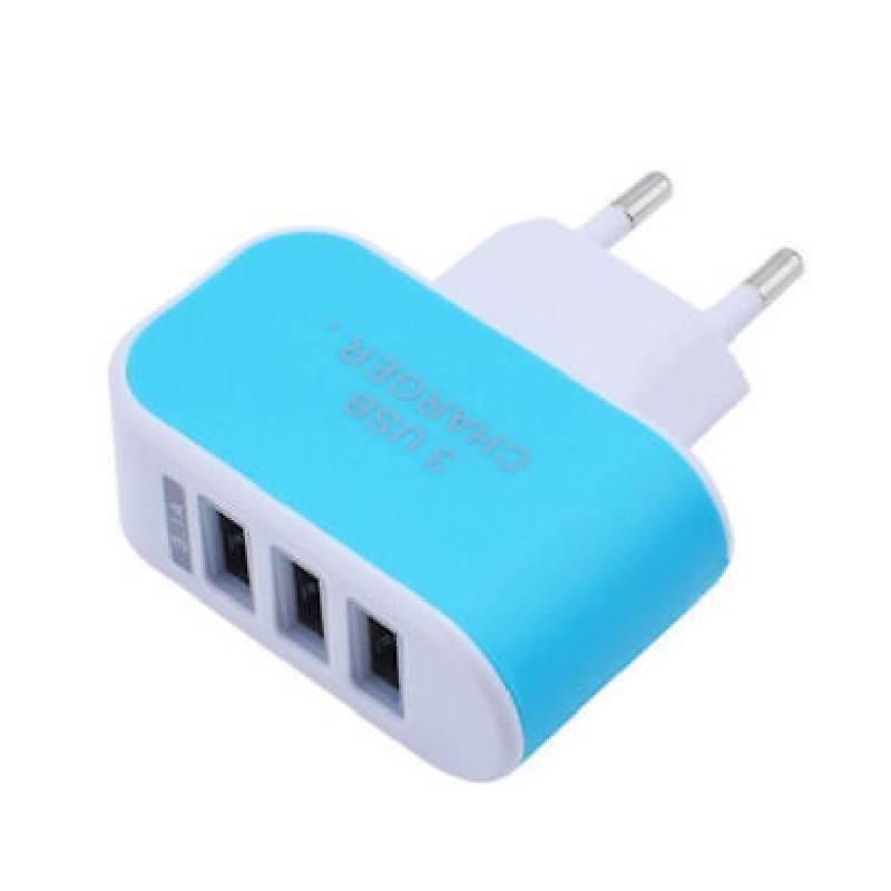 

Versatile 3usb Candy Charger With Led Light For Apple Devices Travel-friendly Blue EU