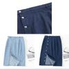 Denim Midi Skirt With High Waist And Stretchable Cotton Fabric For Casual Women