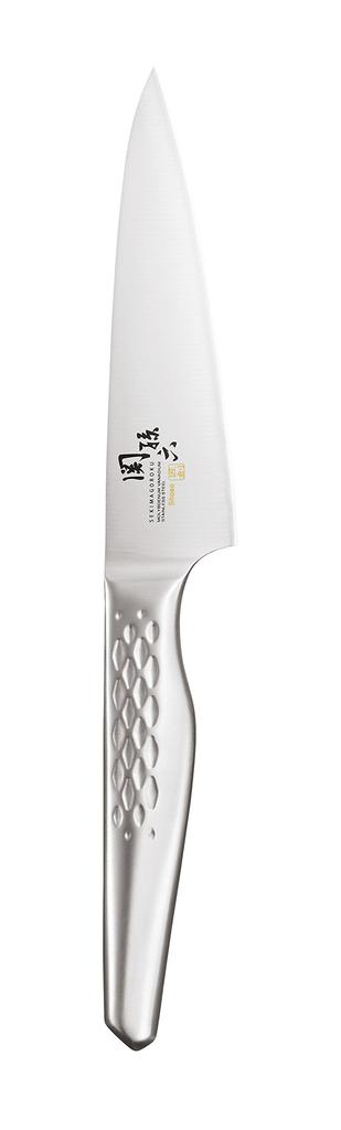 Kai Seki Magoroku Takumisou Santoku Knife Petty Knife and Diamond Ceramic Sharpener 3-Piece Set AB-5156, AB-5163, & AP-0308.