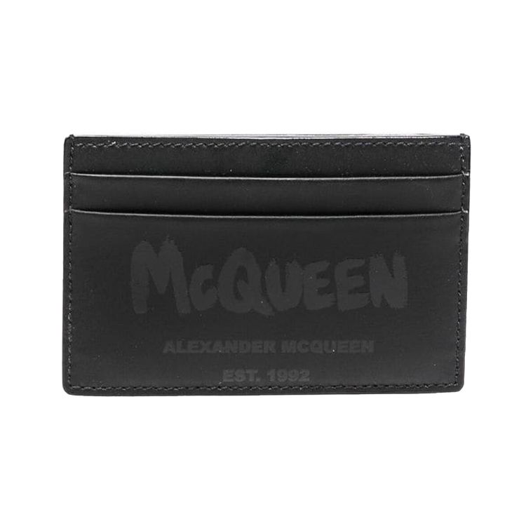 

Alexander Mcqueen Men s Graffiti Logo Leather Card Holder, Black, Slim Credit Card Case Wallet for Daily Use 6021441AAIH10 Basic Set (Bag+Dust Bag)