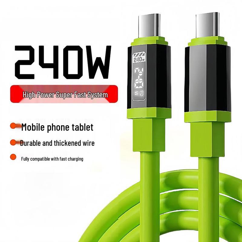 

Кабель для швидкої зарядки 240 Вт Dual-Type-C з силікону для пристроїв Apple 15/16 та Huawei