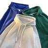 Men's Dark Green High-Gloss Heavy Oversized Hooded Sweatshirt for Autumn/Winter, Plus Velvet, Basic Style.