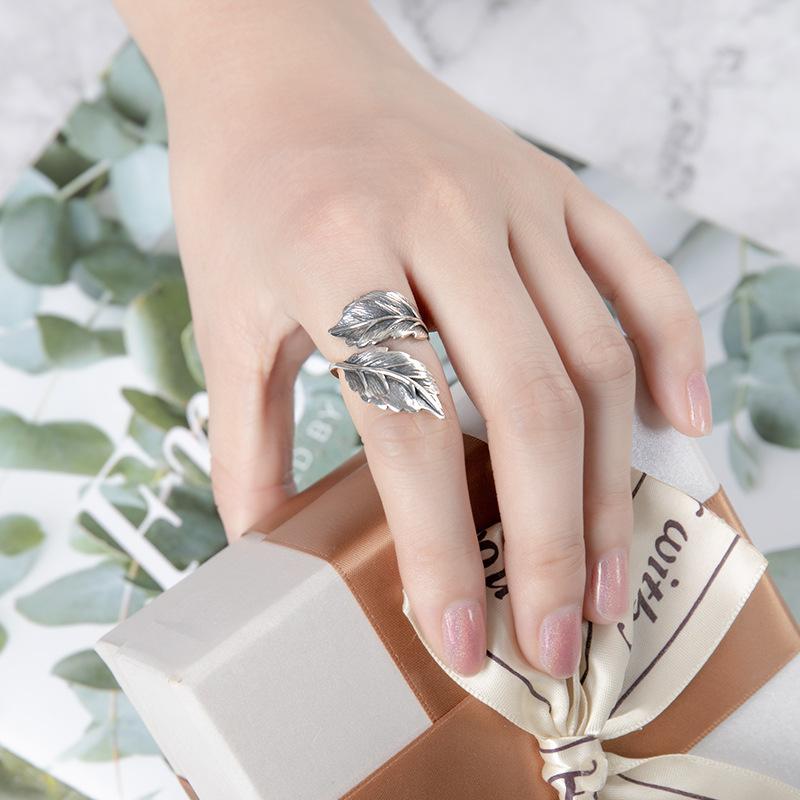 Buyee Copper Big Ring Finger Elegant Gary Leaf Open Ring For Woman Fashion Unique Design Fine Jewelry Circle