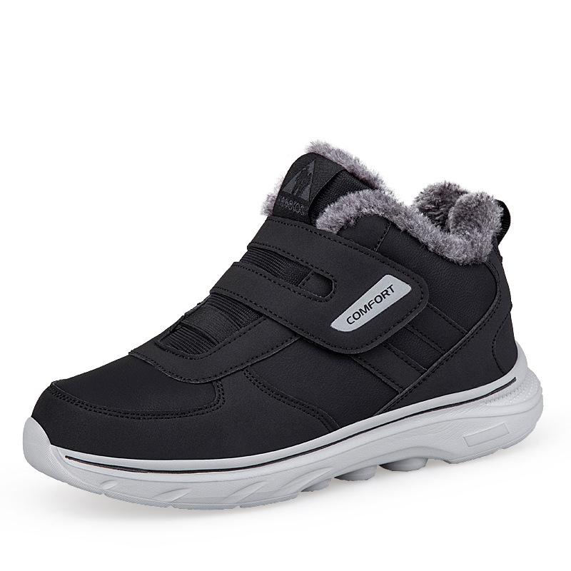 Men's High Top Waterproof Winter Boots with Velvet Lining - Soft Sole, Warm Snow Shoes for Elderly & Dad.