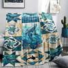 Ocean Retro Print Flannel Blanket, High quality Comfortable for All Seasons, Home Decor, Warmth and Comfort, Perfect for Christmas Gifts80