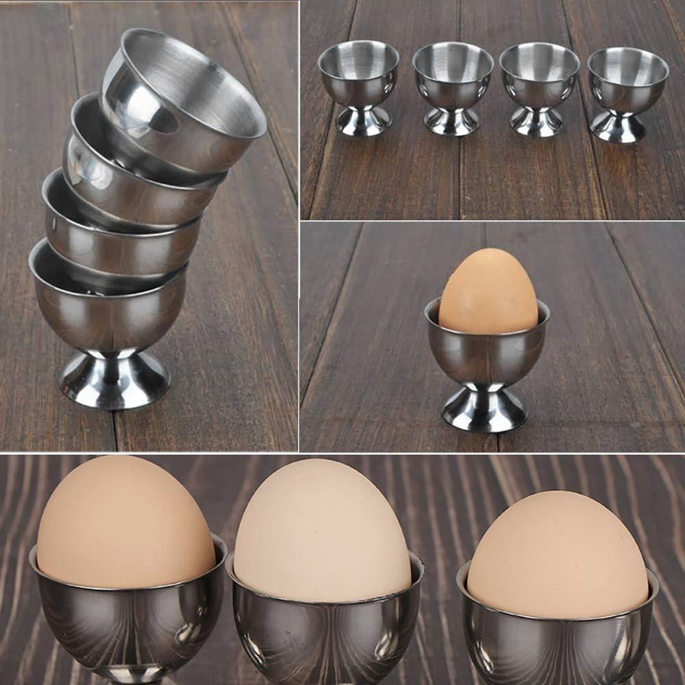 4Pcs Rustless Steel Egg Cup Cylindrical Egg Serving Tray Mini Shot Glass Kitchen Table