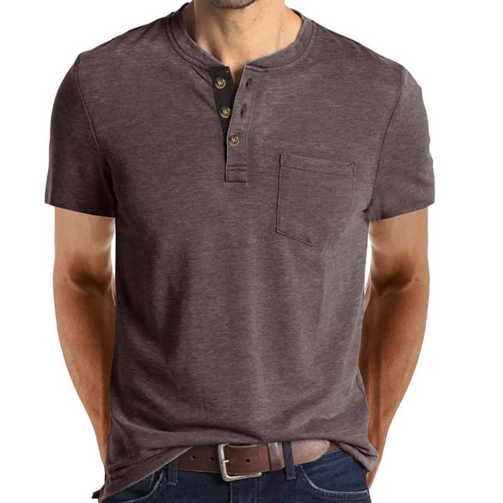Herren Casual einfarbiges Basis Sportshirt, Herren Rundhals Kurzarm Top