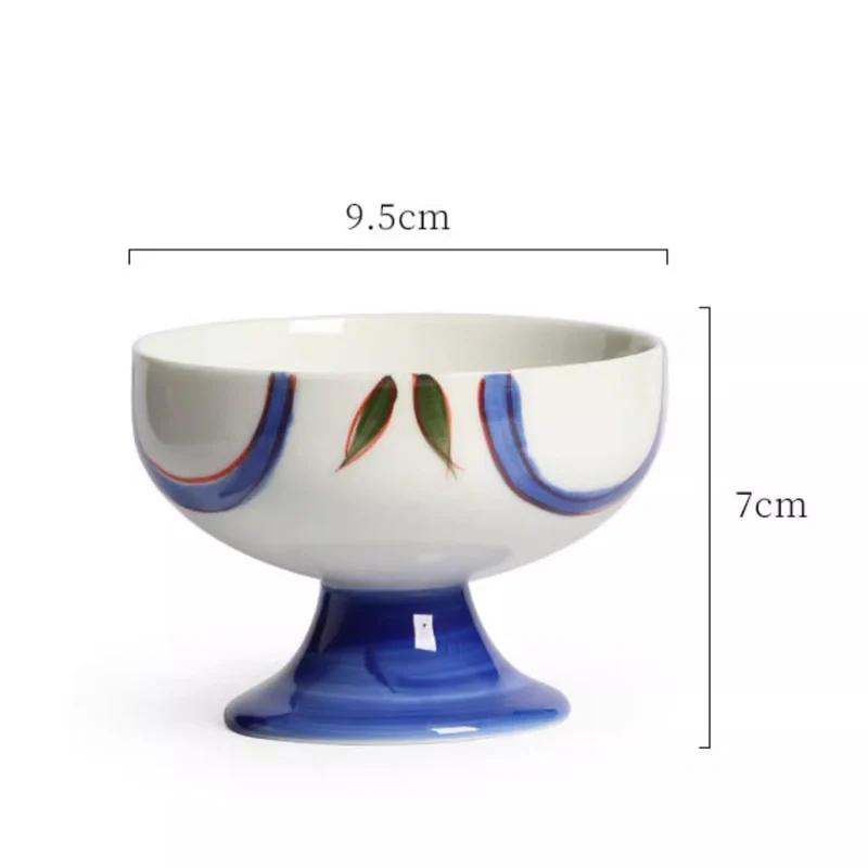 Japanese high foot tea plate Exquisite sacrificial fruit platter Snack Plate Ceramic dessert cup Candy fruit snack Dim sum plate
