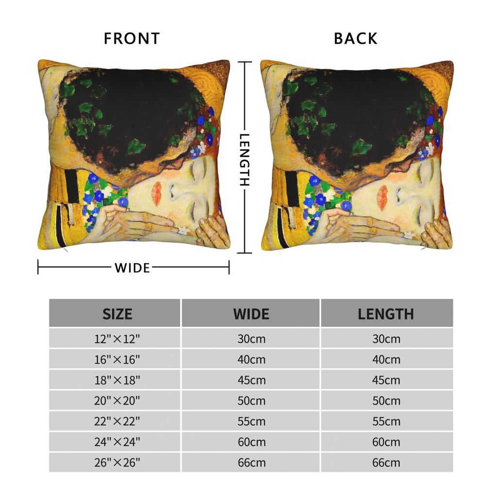 Gustav Klimt The Kiss Square Pillow Cases  Cushion Cover Custom Polyester Decor Throw Pillow Case Cover for Home 18x18