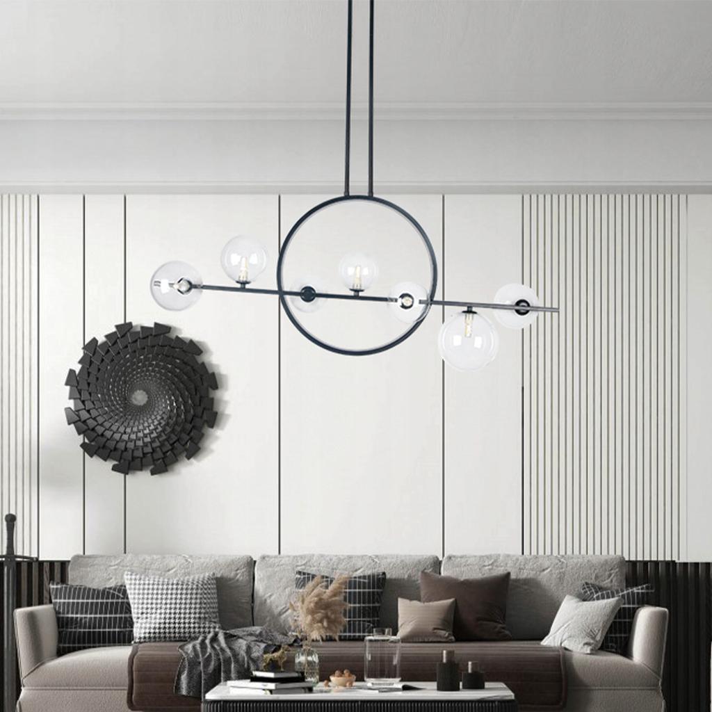 Ceiling Lamp Hanging Chandelier for Living Room Dining Room Black 7 Glass Balls
