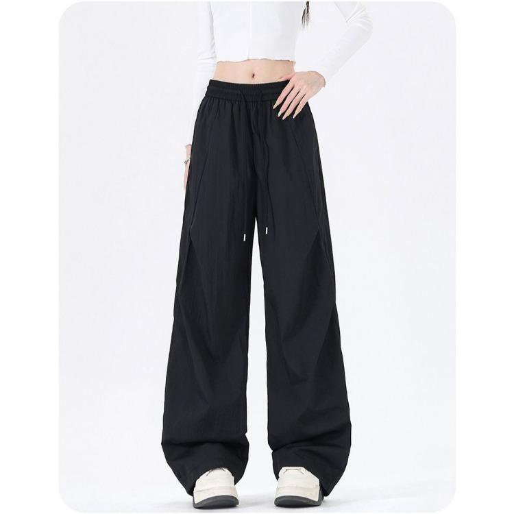 Outdoor Sports Women Ice Silk Pants Summer Stretchy Breathable Wide Leg Casual Trousers Couple Style