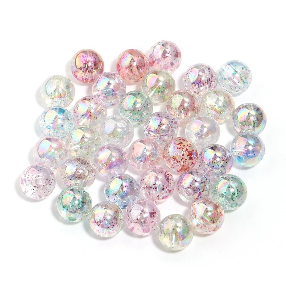 8 10 12mm Acrylic Plated Colored Beads Transparent Bright Loose Round Beads For DIY Charm Bracelet Jewelry Accessories Wholesale 8mm 100Pcs