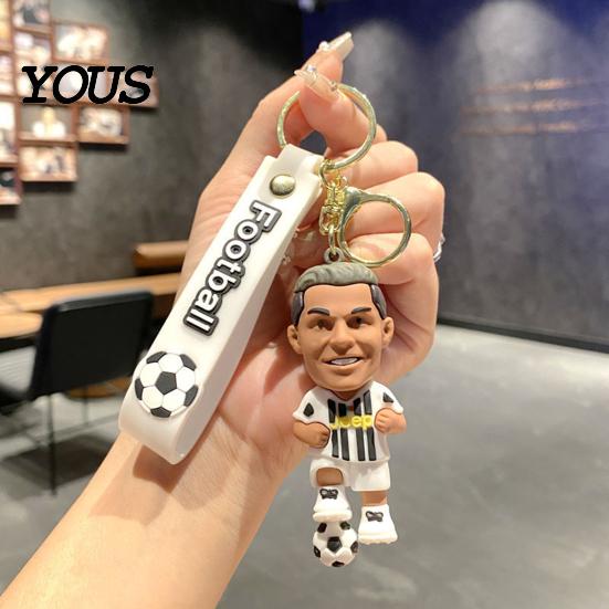 Keychain Charm Pendant, Football Star Figure Key Holder with Exquisite Craftsmanship Lanyard, Bag Pendant for Backpacks Handbags Cars Wallets