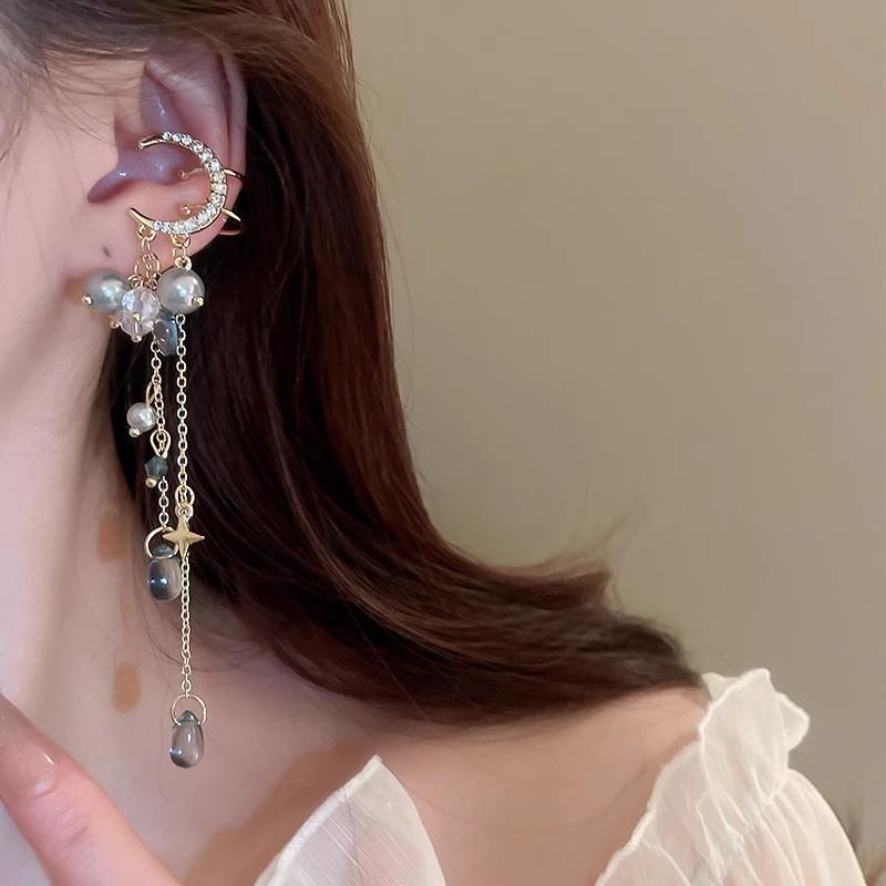 Moon Ear Clips For Women Long Tassel Ear Clips For Women Girl Vintage Jewelry 2025 New Fashion Accessories Pendant Party Gift