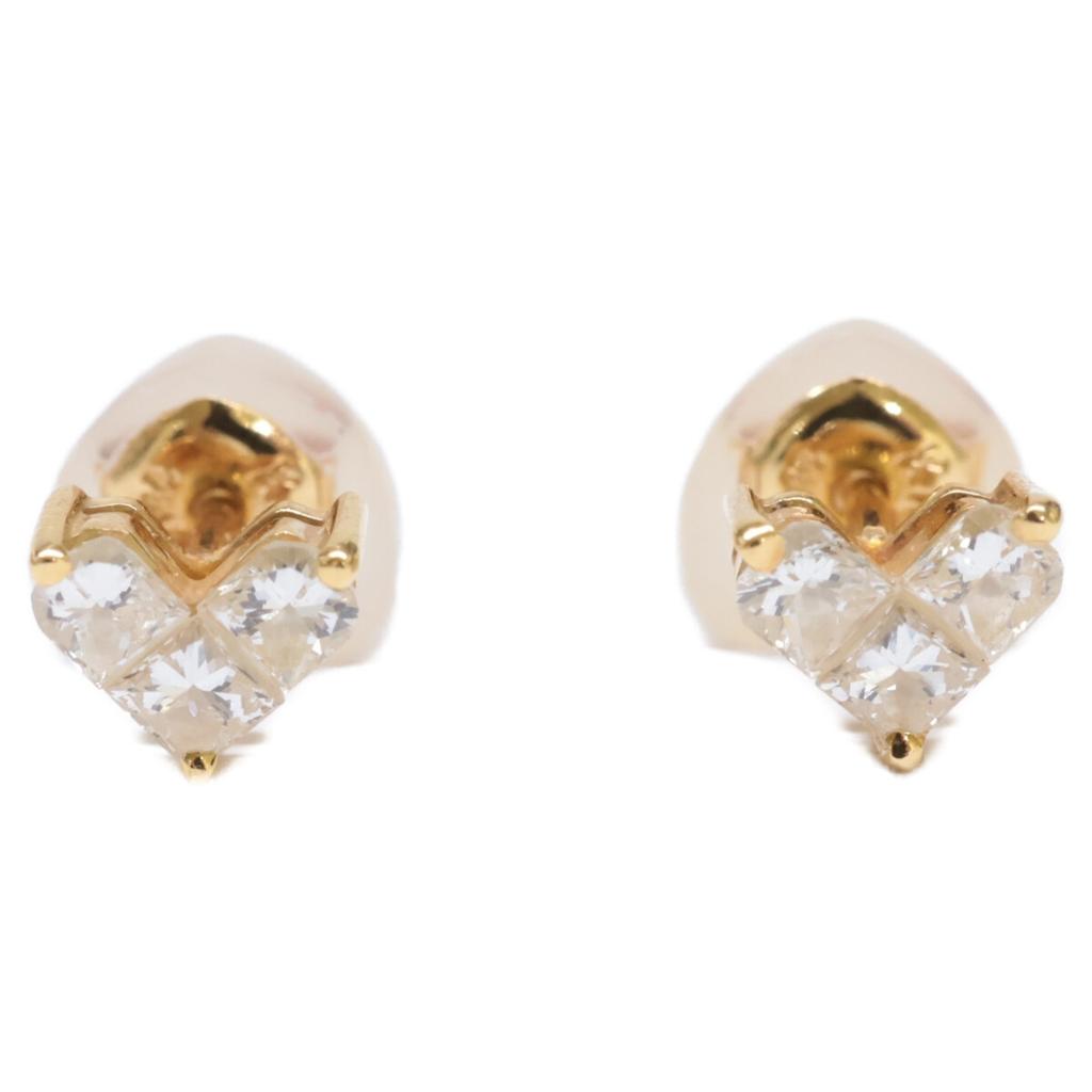 STAR JEWELRY Beautiful K18 Mysterious Heart 0.15ct Diamond earring Yellow GoldUsed
