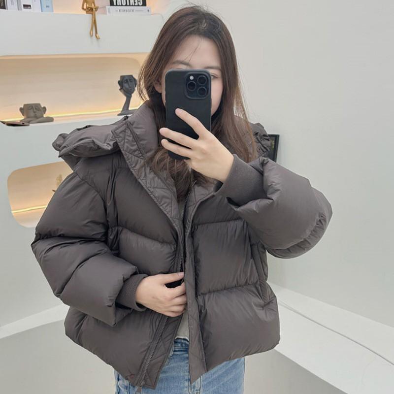 Womens Short Puffer Coat Winter Warm Thick Cotton Jacket Loose Fit Hooded Outerwear Daily Wear