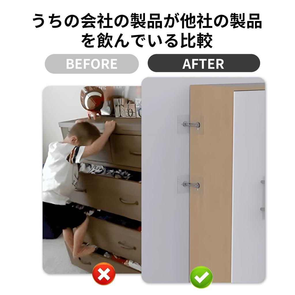 Nalaina Furniture Link Stoppers of No Drilling Earthquake Disaster Preparedness Compatible with and More Tip-Prevention (Set 5) - Discreet, Clear,