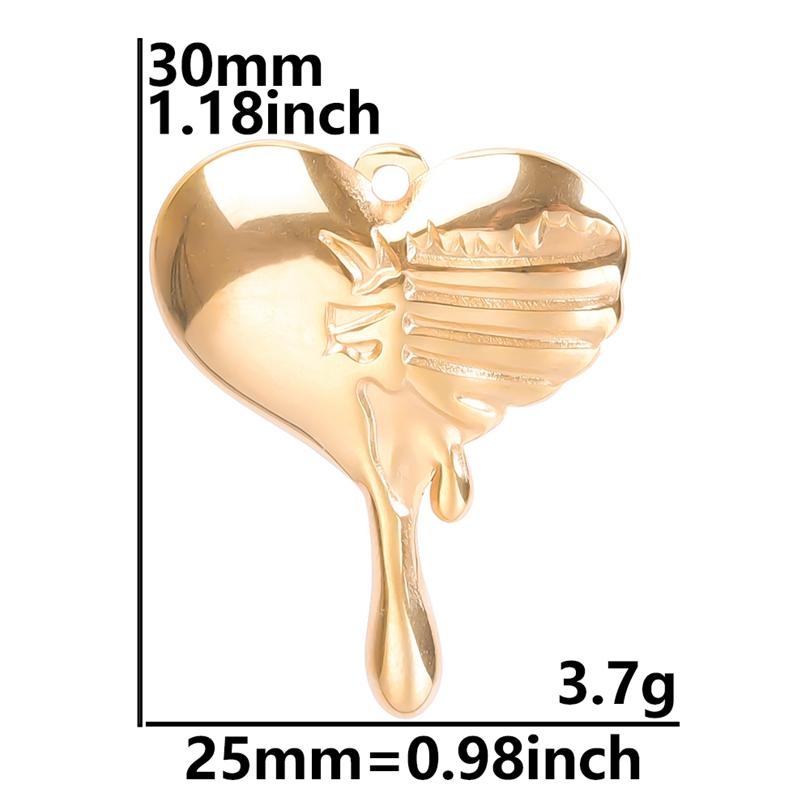 6pcs/Lot Mutlistyle Stainless Steel Heart Charms For Jewelry Making Supplies Sun Dragon Three-Dimensional Love Pendant Breloques