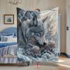 Snow Mountain Wolf Art Print Throw Blanket - Wilderness Animal Cozy Soft Accent for Sofa Bed Office Travel Gift