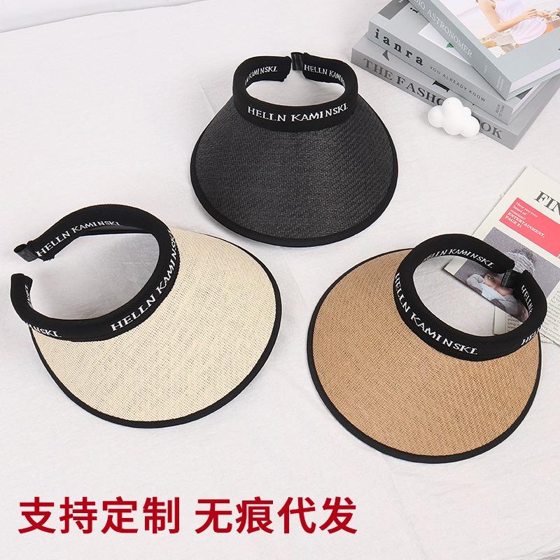 Summer Outing Folding Beach Hat Versatile Empty Top Hat Cycling Sports Sunshade Straw Hat Topless Sun Hat