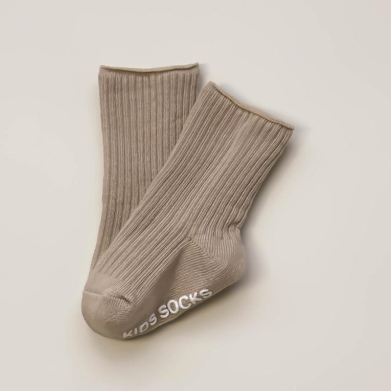 Infant Unisex Cotton Non-Slip Mid-Calf Socks (0-3 Years) - Double Needle, Loose Cuff for Spring/Autumn
