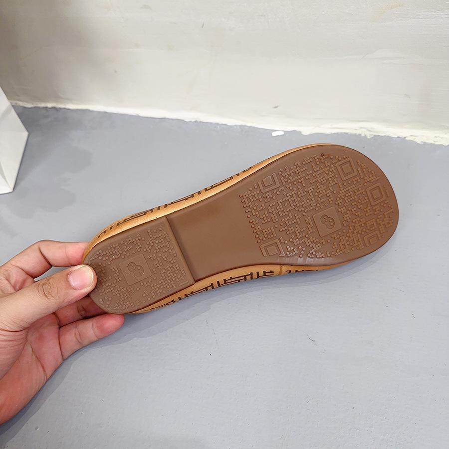 Johnature Genuine Leather Round Toe Slippers Women's Slip-on Shoes Casual Soft Sole Outside Slides