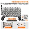 Składany wózek XXXL 300L Nośność 250 KG, Rozkładany do 130 cm, Dodatkowa szerokość 17x10 cm Koła terenowe, Opatentowany błyskawiczny montaż 4-kierunkowy, Czarny