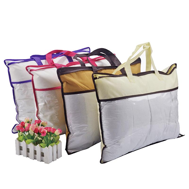 Non-Woven Pillow Quilt Blanket Zipper Dustproof Storage Bag Household Organizer Foldable Bedding Packing Bag Random Color