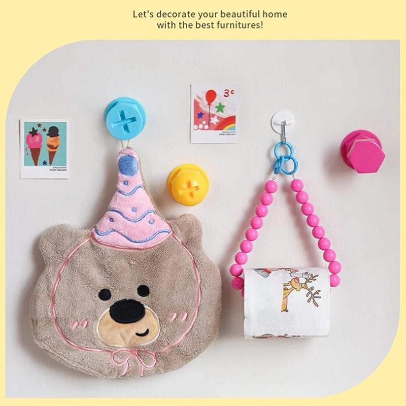 Screws Adhesive Hooks Creative Hooks Wall Hooks Clothes Hooks Behind Doors Strong Adhesive No Punching Children'S Cute Hooks