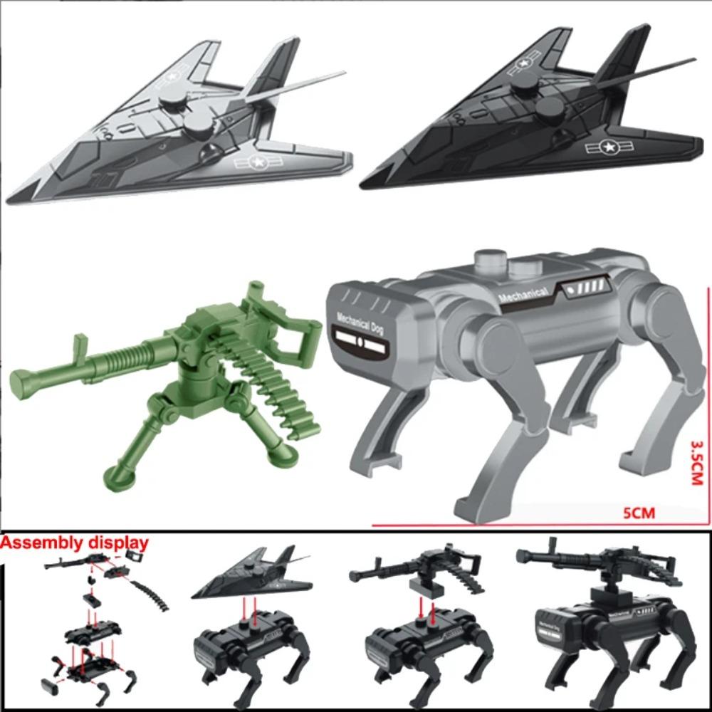 WW2 Military MOC Building Block Soldier Printed Weapon Case Rack Drone Bomb Disposal Mortar Gatling Maxine Gun DIY Toy Gift K046