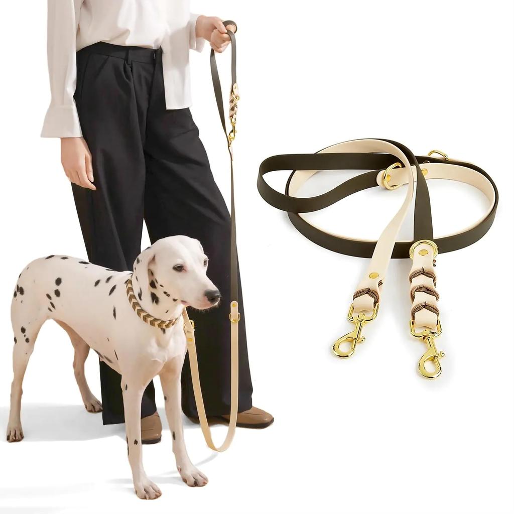 Fashion PVC Braided Luxury Adjustable Dog Collar & Leash with Print Pattern Ribbons Decoration Soft & Durable