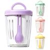 Yogurt Cups With Lids Double Wall Salad Cup Portable Leak Proof Oat Container With Fork&Handle Drain Fruit Cup Breakfast Cup