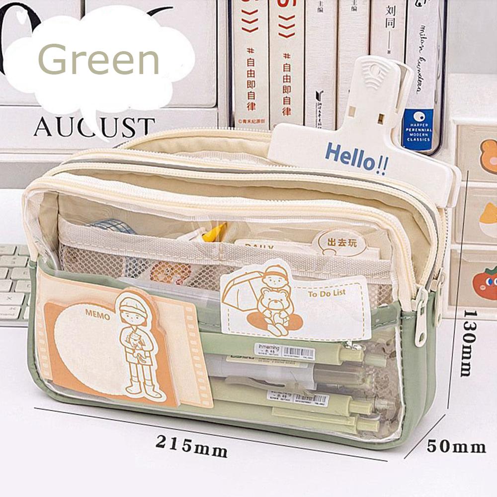 3 Layer Transparent Large Capacity Simple Pencil Case Multi Functional Pen Bag Pouch for Students School Stationery Supplies