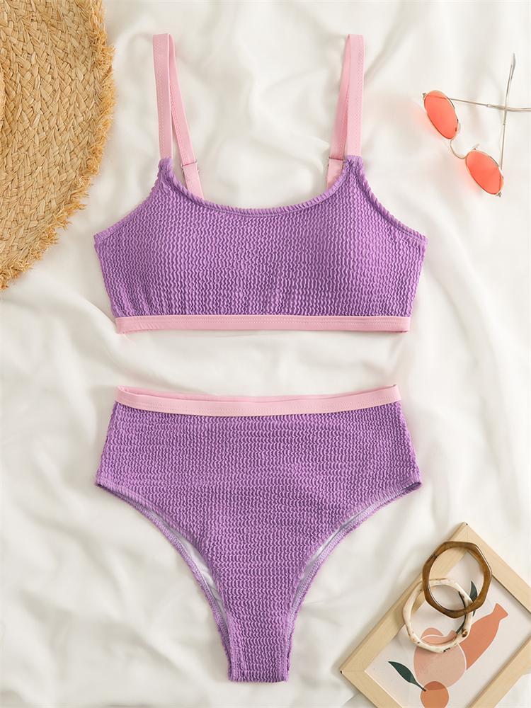 Bikini Damskie Kostium Kąpielowy Wysoki Stan 2024 Nowy Jednolity Zestaw Bikini Seksowne Stringi Strój Kąpielowy Dwuczęściowy Letni Strój Plażowy Kostium Kąpielowy Damski