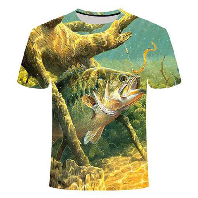 Summer Fishing Graphic Men's Fashion Casual Natural Style Pattern T-shirt New 3D Printed Sports Short Sleeve T-shirt