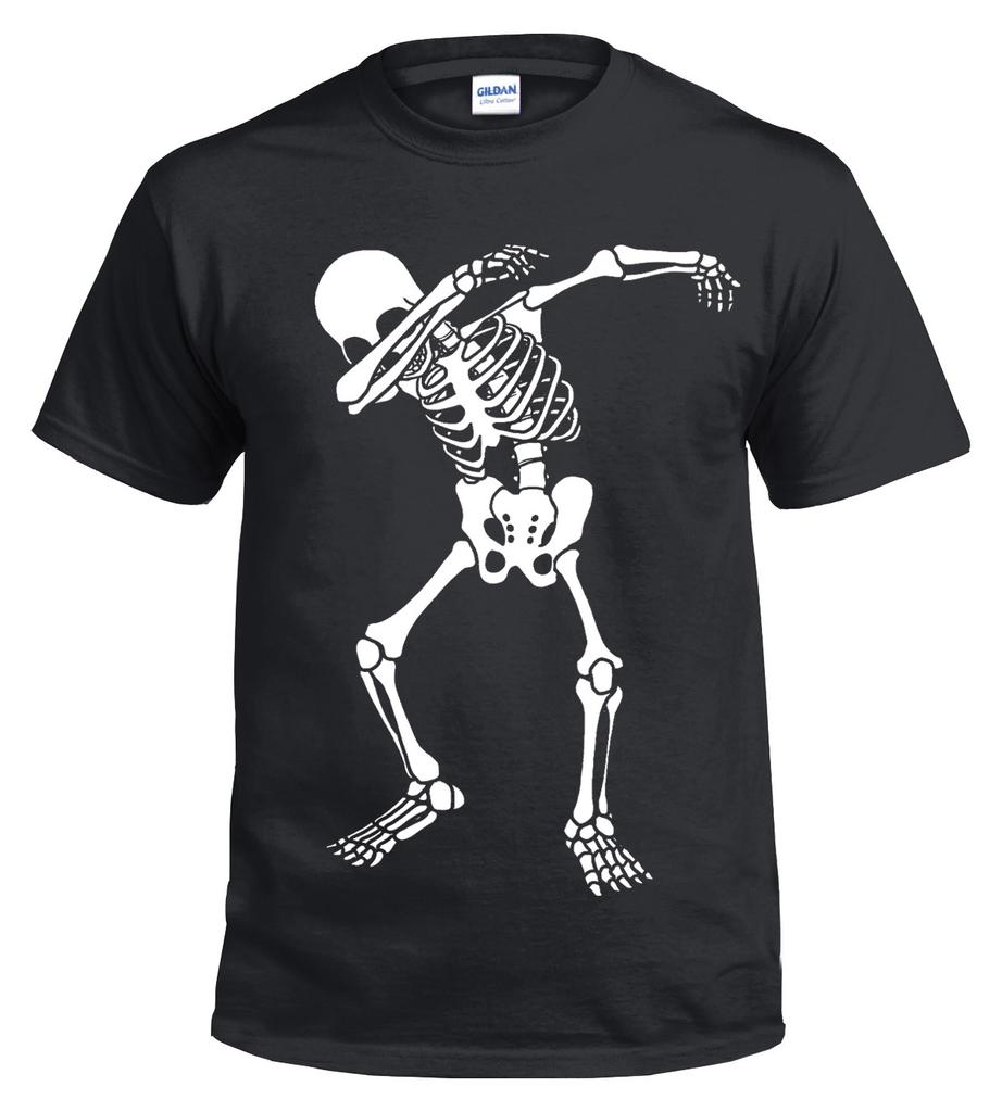 Halloween Skeleton Dab T-Shirt Mens Womens Tees Top Skull Scary Gift Fancy Dress Horror Xmas Top