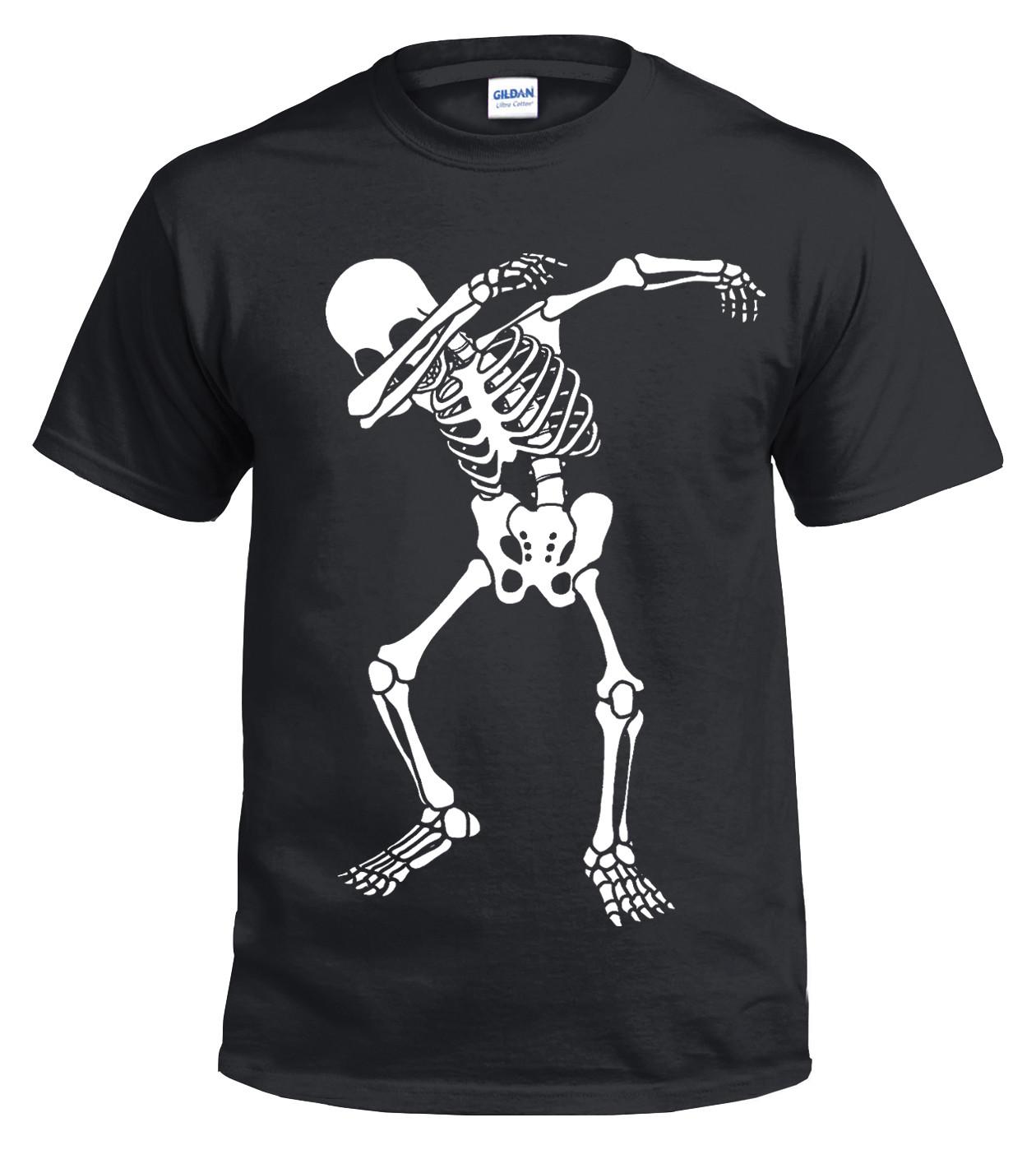 Halloween Skeleton Dab T-Shirt Mens Womens Tees Top Skull Scary Gift Fancy Dress Horror Xmas Top XL