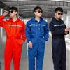 Unisex Work Overalls Hooded Drawstring Wear-resistant Reflective Zipper Pockets Loose Safety Worker Coveralls Mechcanic Jumpsuit Repairmen Dust-proof