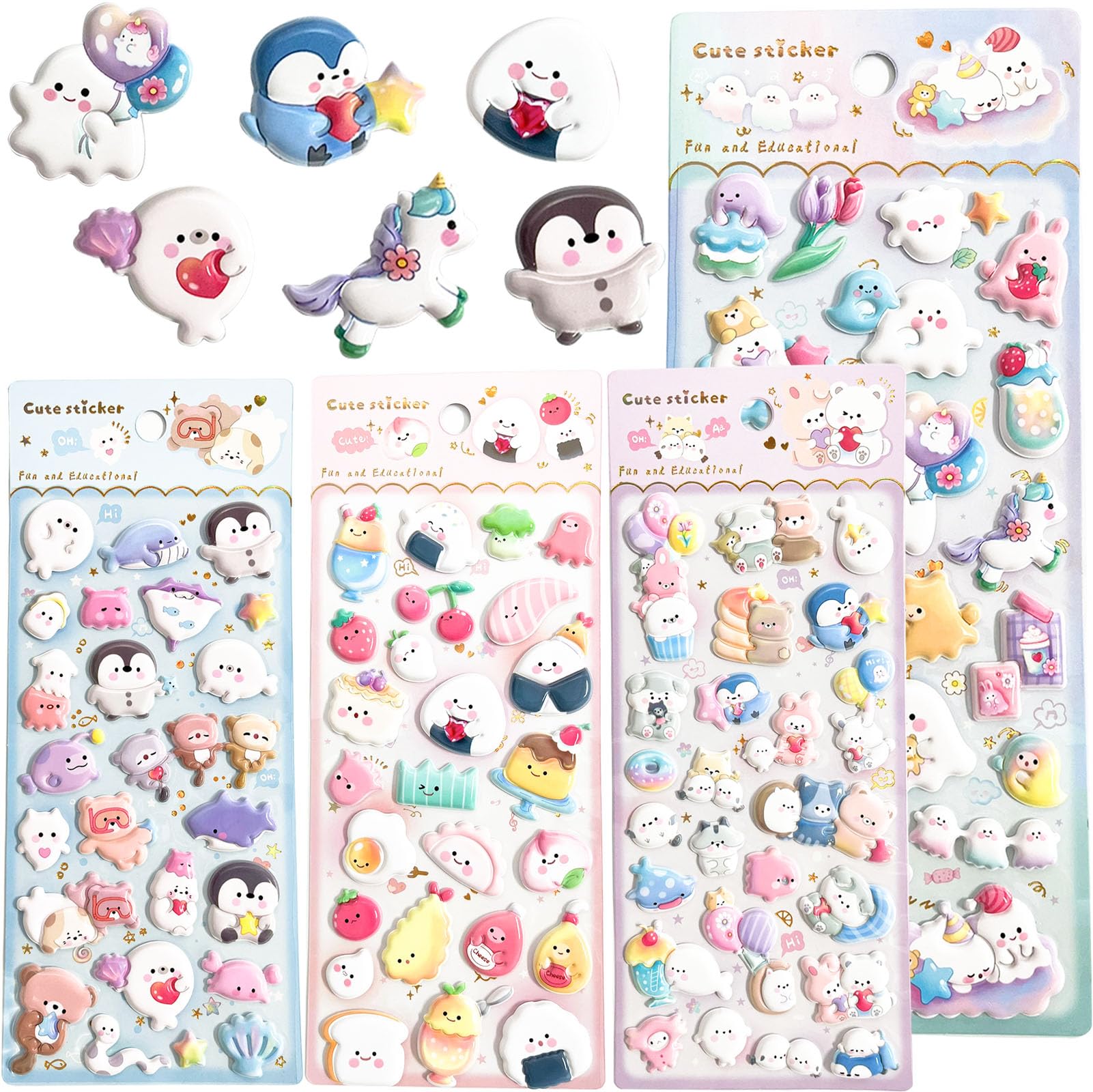

TattiOut 2026 New Model Puffy Marshmallow 3D Stickers Over 10 Types Cute Puffy Decal for Notebooks Smartphone Cases Kids Girls Gifts Cats Ghosts