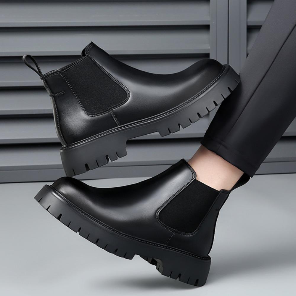 Chelsea Boots Herren Stiefeletten Winterwärme Herrenschuhe Herbst Winter Echtleder Stiefel Mann Winterschuhe Homme Stiefeletten