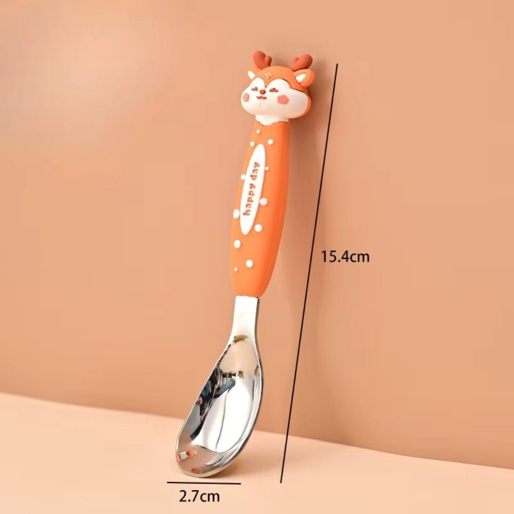 Stainless Steel Baby Feeding Spoon 3D Animal Meals Dessert Fruit Spoon Rice Spoon  Food Accessories