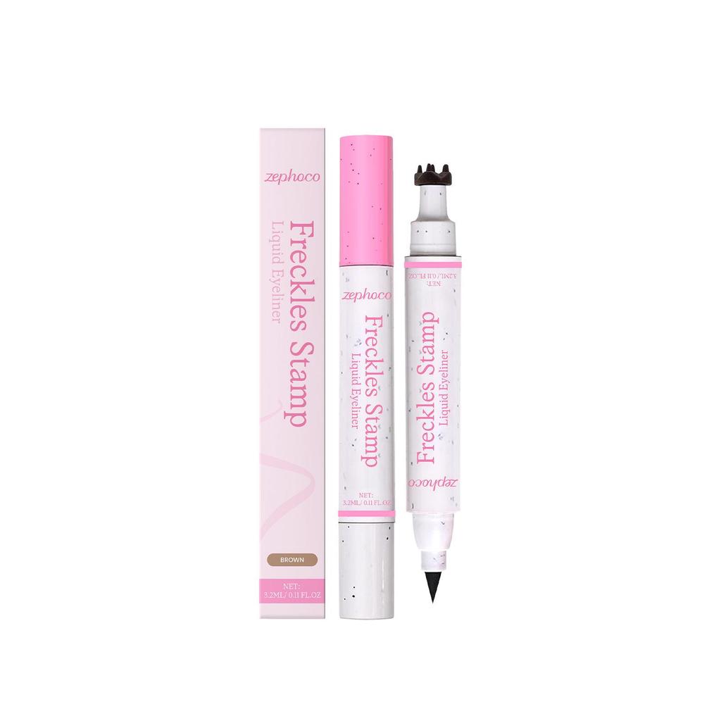 Zephoco 2-in-1 Brown Waterproof Eyeliner & Freckle Pen - Natural, Smudge-Free, Long-Lasting, Smooth Makeup.