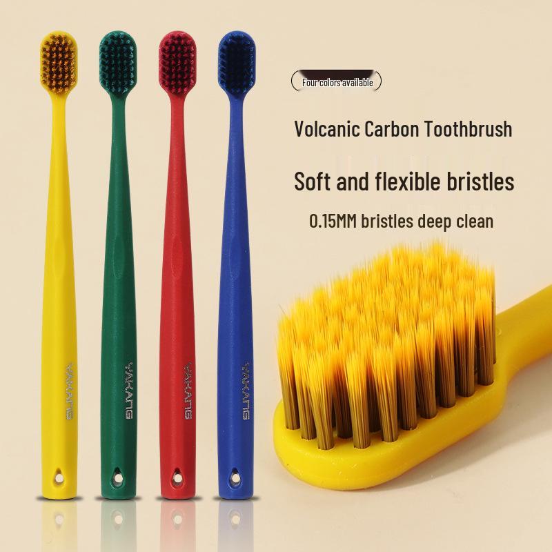 Volcanic Carbon Soft Bristle Adult Toothbrush, Four-Color Wide Head Model красный/зелёный