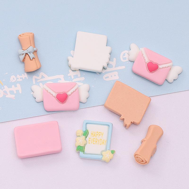 10 Pcs New Mini Cute Cartoon Lovely Envelope Flat Back Resin Cabochon Scrapbook Diy Hairpin Embellishments Charm Accessories A96
