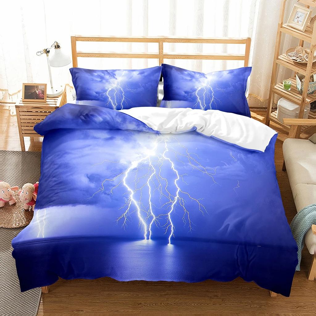 3D Printed Lightning Bedding Set Lightning Duvet Cover Double Twin Full Queen King Adult Kids Bedclothes Quilt Cover