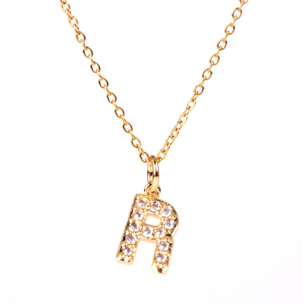 New Diamond Clavicle Necklace with 26 Alphabet Pendants - Stylish European and American Jewelry