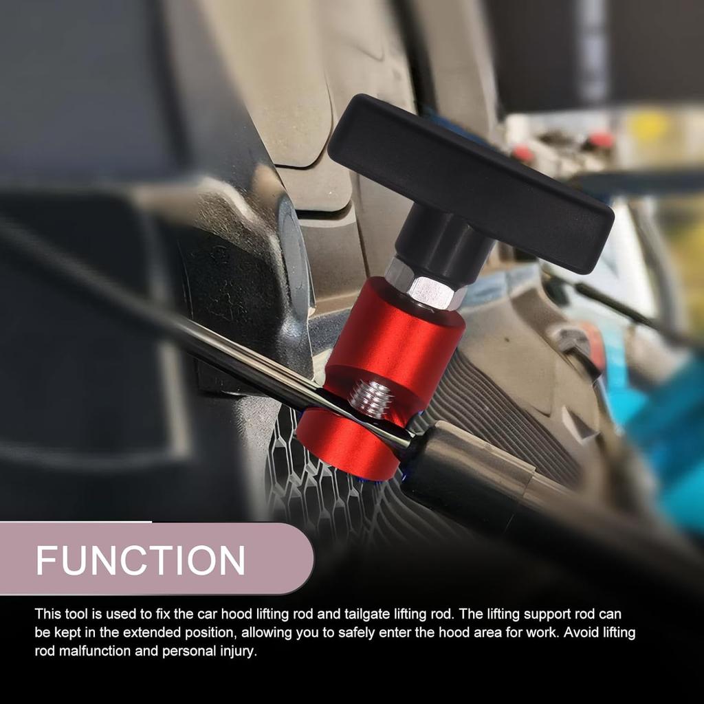 Shakas 2 PCS Lift Support Clamp, Hood Strut Clamp Hood Prop Rod Tool, Portable Locking Anti-Pinch Device, Universal for Most Cars (Red)