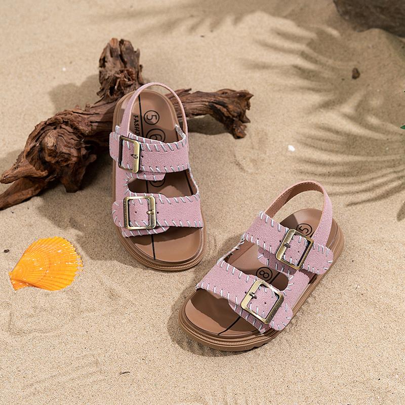 

Детские босоножки на щиколотке для мальчиков и девочек 2025 лето новая обувь для малышей для пляжного отдыха противоскользящие универсальные удобные босоножки 29 розовый