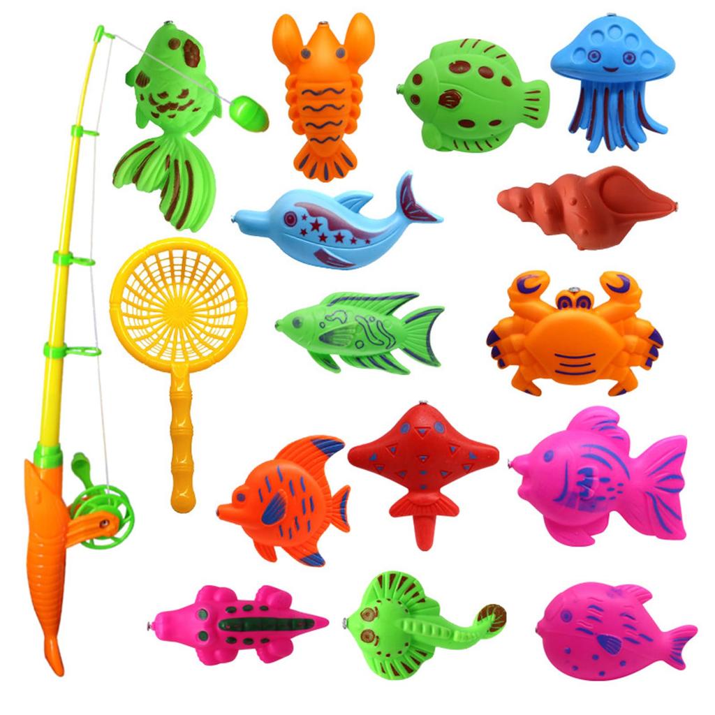 JVILEX Water Fishing Toy Game Fishing Toy for Boys and Girls 15 Pieces [Used]